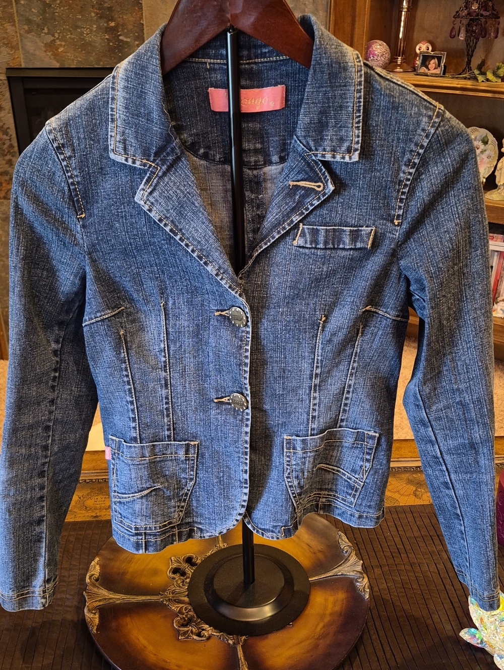 BONGO Girls Blue Denim Blazer Jacket Size XL 16